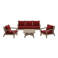 WestinTrends Avalon Outdoor 6-Piece Modular Sectional Patio Furniture Sofa Set, Weathered Wood/Red