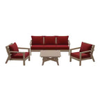 WestinTrends Avalon Outdoor 6-Piece Modular Sectional Patio Furniture Sofa Set, Weathered Wood/Red