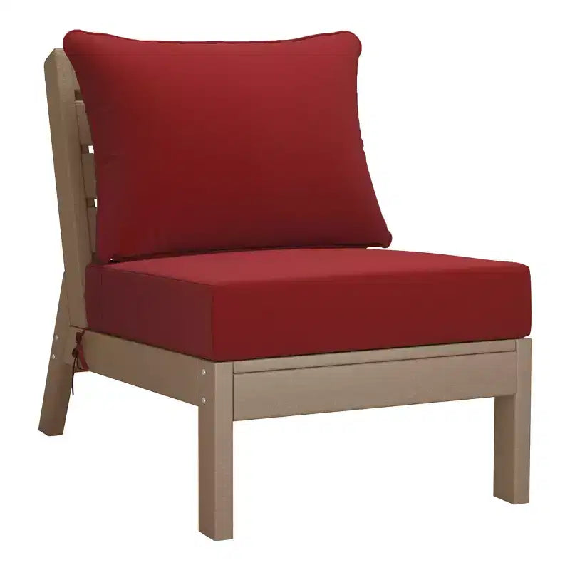 WestinTrends Avalon Set di 6 Mobili da Esterno Modulari con Divano, Legno Invecchiato/Rosso