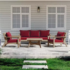 WestinTrends Avalon Set di 6 Mobili da Esterno Modulari con Divano, Legno Invecchiato/Rosso