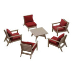 WestinTrends Avalon Set di 6 Mobili da Esterno Modulari con Divano, Legno Invecchiato/Rosso