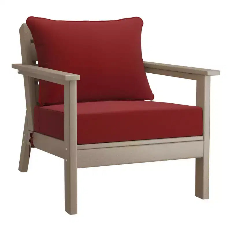 WestinTrends Avalon Set di 6 Mobili da Esterno Modulari con Divano, Legno Invecchiato/Rosso
