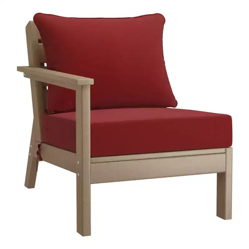 WestinTrends Avalon Set di 6 Mobili da Esterno Modulari con Divano, Legno Invecchiato/Rosso