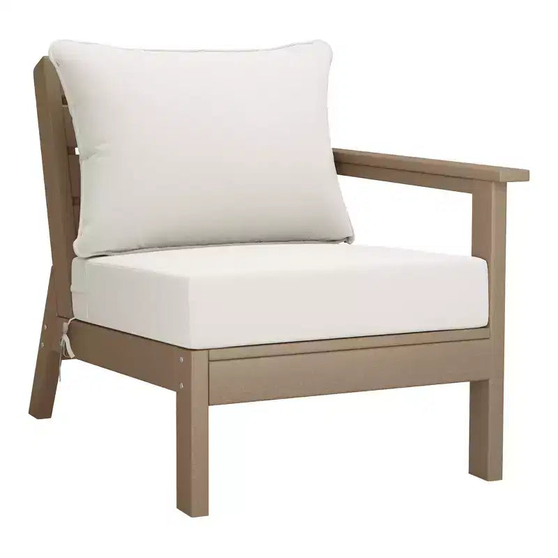 WestinTrends Avalon Outdoor 6-Piece Modular Sectional Patio Furniture Sofa Set, Weathered Wood/White