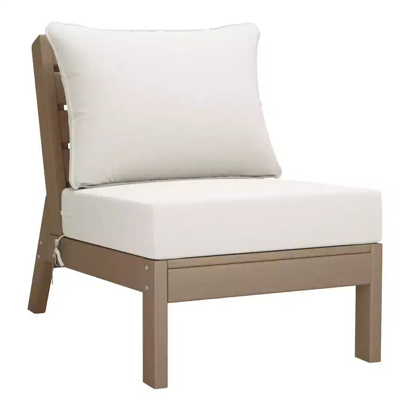 WestinTrends Avalon Outdoor 6-Piece Modular Sectional Patio Furniture Sofa Set, Weathered Wood/White