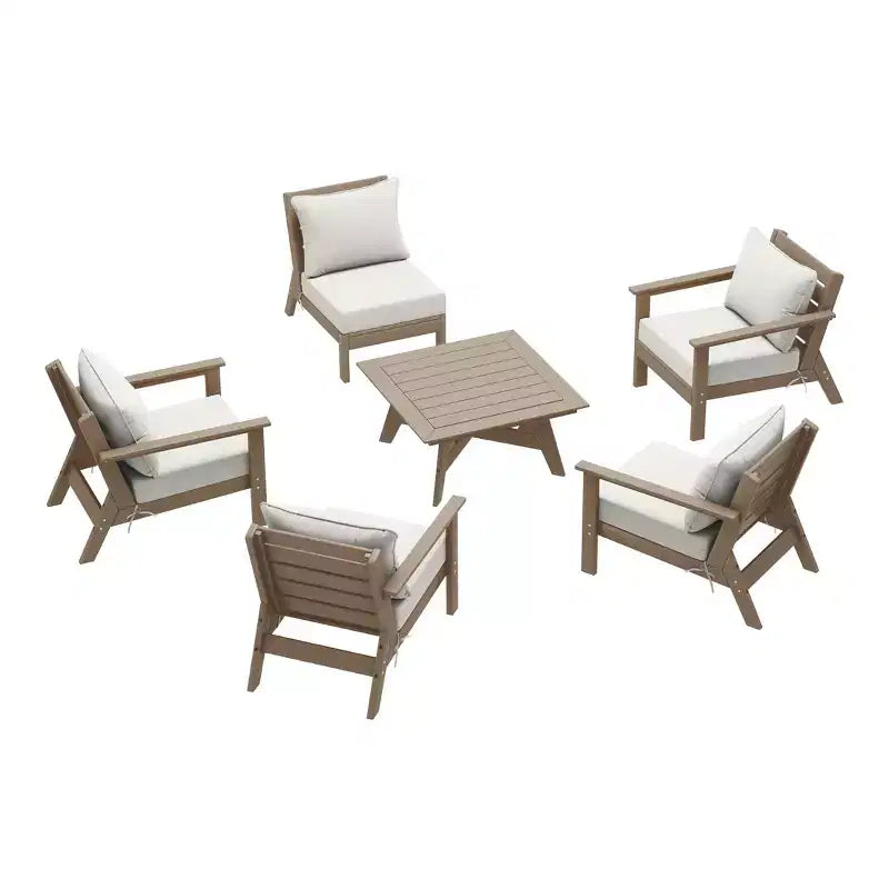 WestinTrends Avalon Outdoor 6-Piece Modular Sectional Patio Furniture Sofa Set, Weathered Wood/White