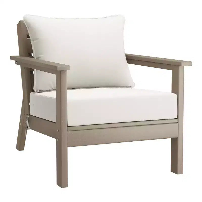 WestinTrends Avalon Outdoor 6-Piece Modular Sectional Patio Furniture Sofa Set, Weathered Wood/White