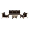 WestinTrends Avalon Outdoor 6-Piece Modular Sectional Patio Furniture Sofa Set, Weathered Wood/Brown
