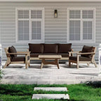 WestinTrends Avalon Outdoor 6-Piece Modular Sectional Patio Furniture Sofa Set, Weathered Wood/Brown
