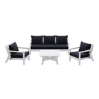 WestinTrends Avalon Outdoor 6-Piece Modular Sectional Patio Furniture Sofa Set, White/Navy Blue