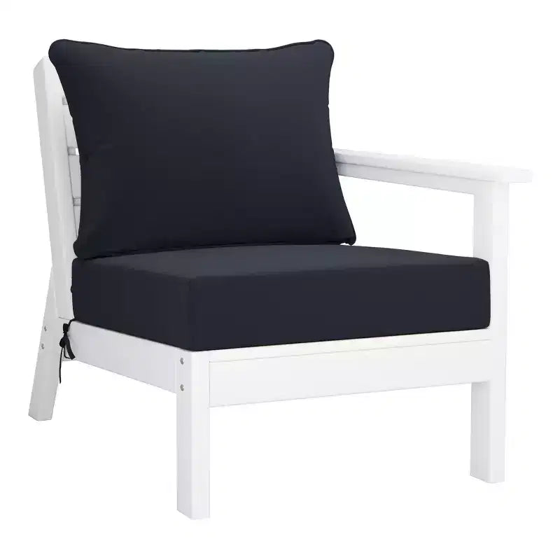 WestinTrends Avalon Outdoor 6-Piece Modular Sectional Patio Furniture Sofa Set, White/Navy Blue
