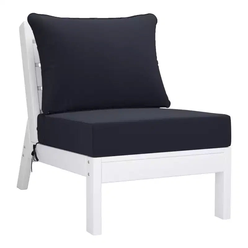 WestinTrends Avalon Outdoor 6-Piece Modular Sectional Patio Furniture Sofa Set, White/Navy Blue
