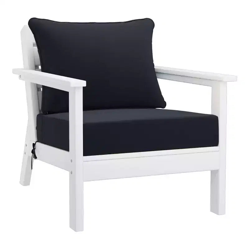 WestinTrends Avalon Outdoor 6-Piece Modular Sectional Patio Furniture Sofa Set, White/Navy Blue