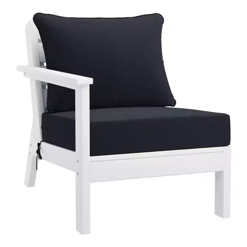 WestinTrends Avalon Outdoor 6-Piece Modular Sectional Patio Furniture Sofa Set, White/Navy Blue