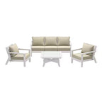 WestinTrends Avalon Outdoor 6-Piece Modular Sectional Patio Furniture Sofa Set, White/Beige