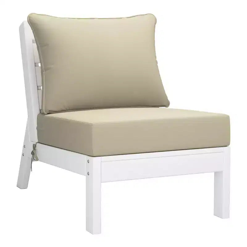 WestinTrends Avalon Outdoor 6-Piece Modular Sectional Patio Furniture Sofa Set, White/Beige