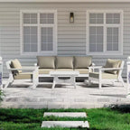 WestinTrends Avalon Outdoor 6-Piece Modular Sectional Patio Furniture Sofa Set, White/Beige