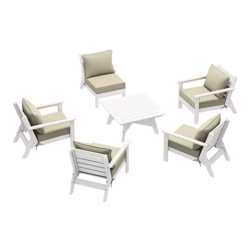 WestinTrends Avalon Outdoor 6-Piece Modular Sectional Patio Furniture Sofa Set, White/Beige