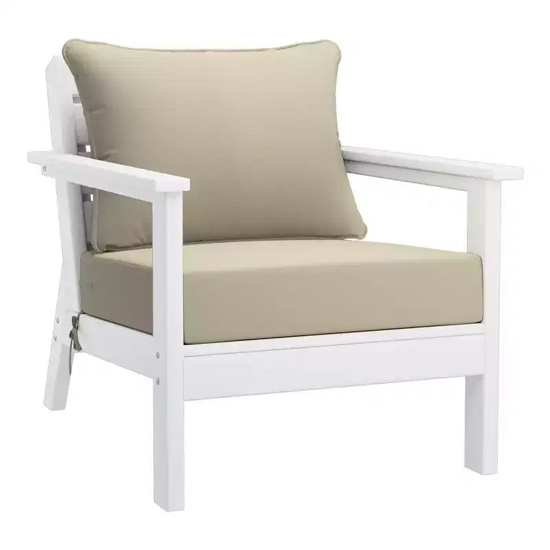 WestinTrends Avalon Outdoor 6-Piece Modular Sectional Patio Furniture Sofa Set, White/Beige