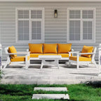 WestinTrends Avalon Set di mobili da giardino modulare componibile a 6 pezzi, Divano, Bianco/Giallo