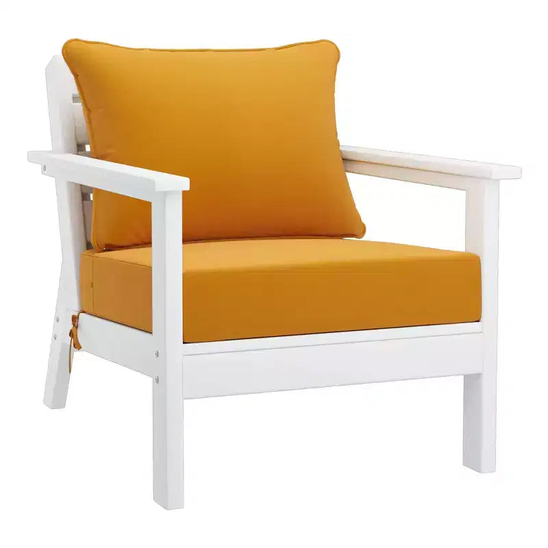 WestinTrends Avalon Set di mobili da giardino modulare componibile a 6 pezzi, Divano, Bianco/Giallo