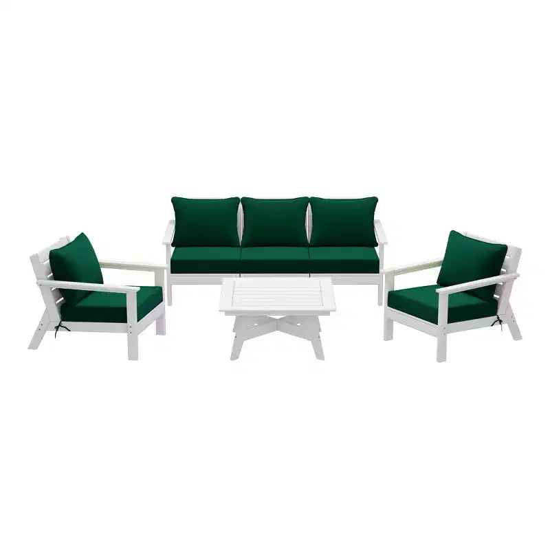 WestinTrends Avalon Outdoor 6-Piece Modular Sectional Patio Furniture Sofa Set, White/Green