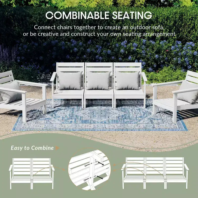 WestinTrends Avalon Set Divano Sezionale Modulare da Esterno a 6 Pezzi, Bianco/Verde