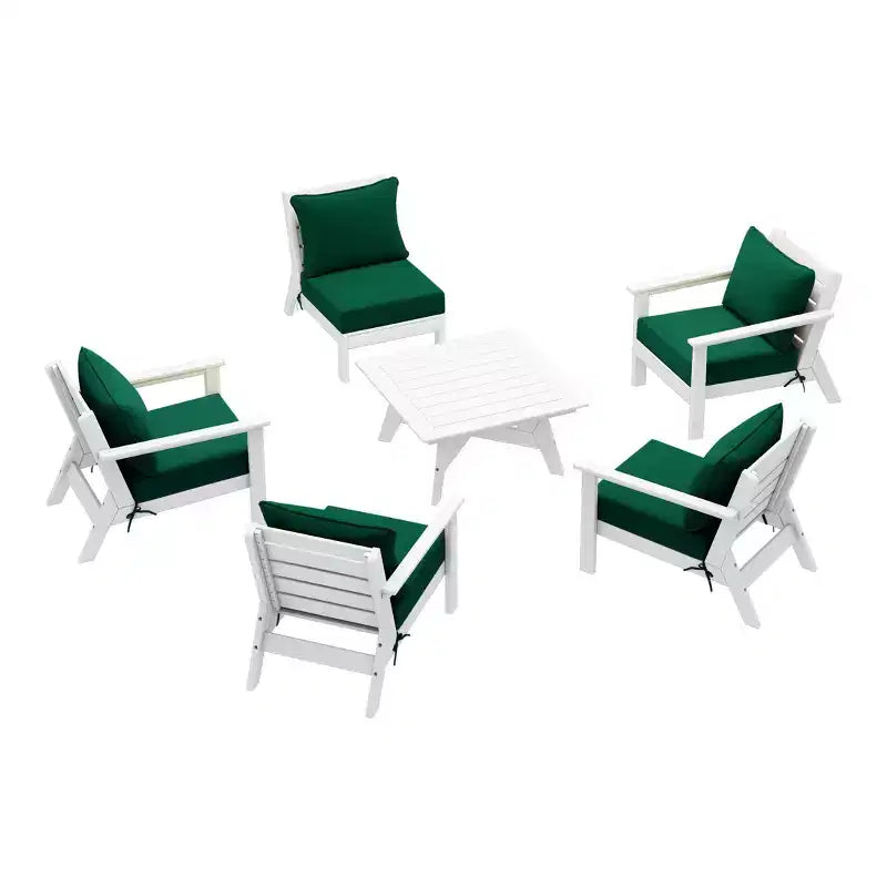 WestinTrends Avalon Set Divano Sezionale Modulare da Esterno a 6 Pezzi, Bianco/Verde