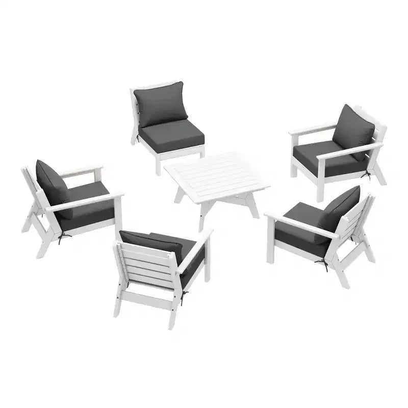 WestinTrends Avalon Divano Sezionale Modulare da Esterno a 6 Pezzi, Bianco/Grigio