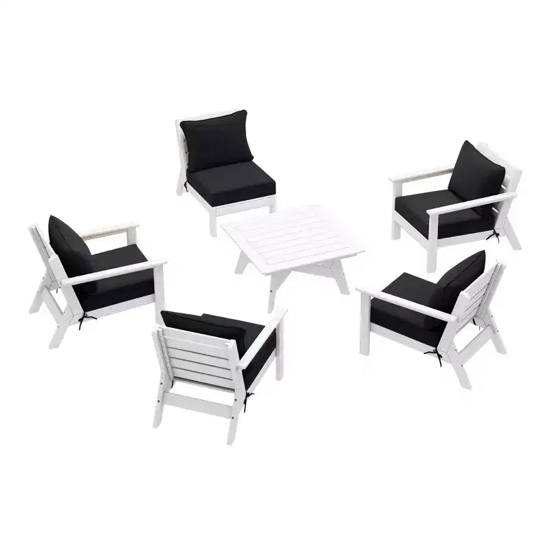 WestinTrends Avalon Set Divano Sezionale Modulare da Esterno a 6 Pezzi, Bianco/Nero