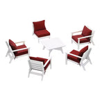 WestinTrends Avalon Outdoor 6-Piece Modular Sectional Patio Furniture Sofa Set, White/Red