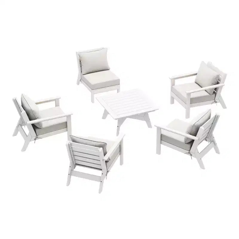 WestinTrends Avalon Outdoor 6-Piece Modular Sectional Patio Furniture Sofa Set, White/White