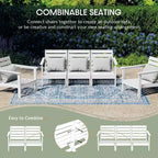 WestinTrends Avalon Set Divano Sezionale Modulare a 6 Pezzi per Esterni, Bianco/Marrone
