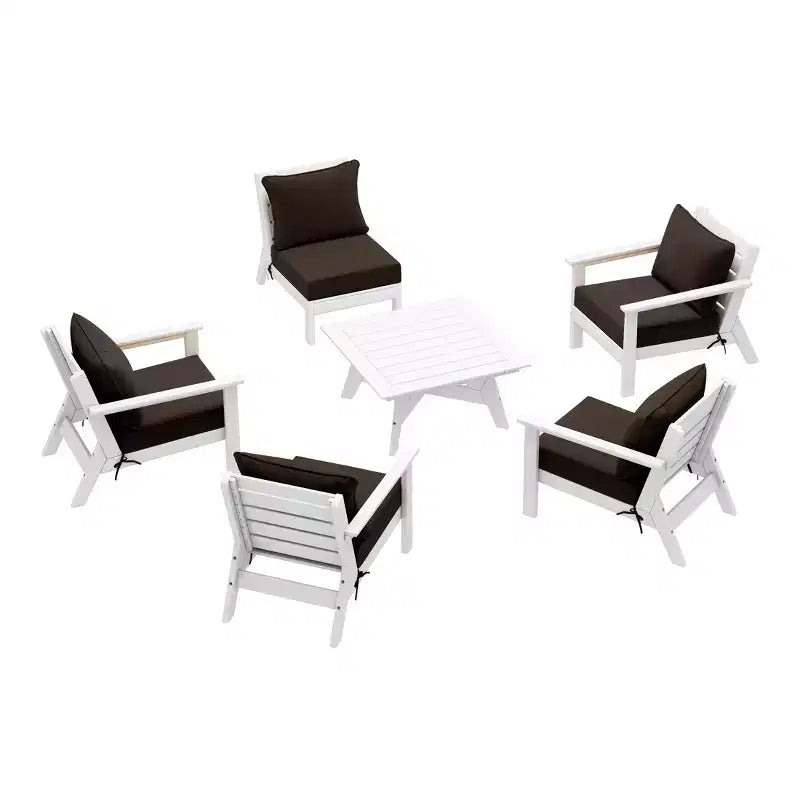 WestinTrends Avalon Set Divano Sezionale Modulare a 6 Pezzi per Esterni, Bianco/Marrone