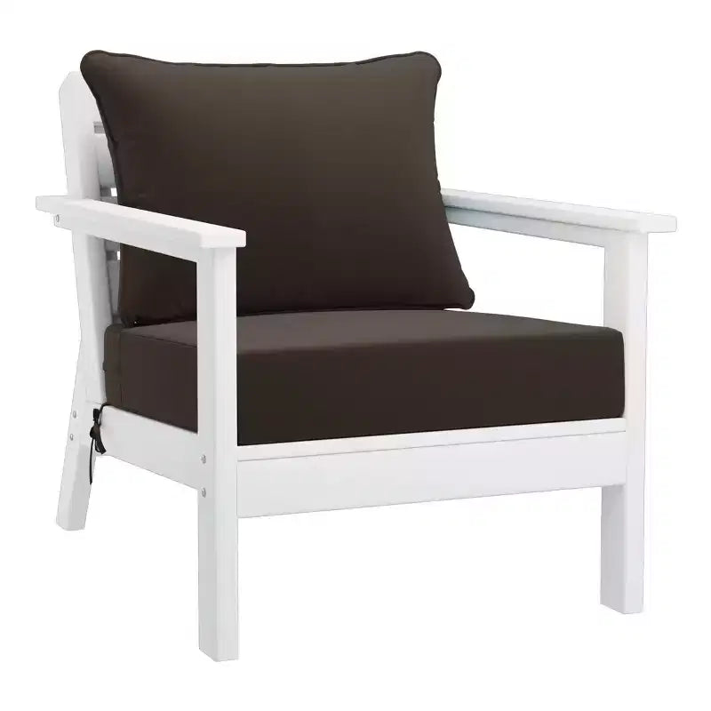 WestinTrends Avalon Set Divano Sezionale Modulare a 6 Pezzi per Esterni, Bianco/Marrone