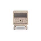 Comodino Signature Design by Ashley Birkmore con un cassetto e porta di ricarica USB, finitura rovere chiaro, cassetto con accento floreale, marrone chiaro