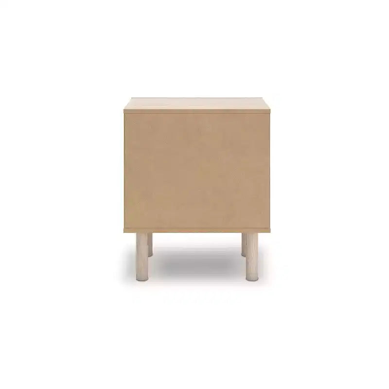 Comodino Signature Design by Ashley Birkmore con un cassetto e porta di ricarica USB, finitura rovere chiaro, cassetto con accento floreale, marrone chiaro