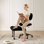 Pinmoco Armless Cross Legged Office Chair, Extra Wide Seat, 360 Swivel Design, Ergonomic Desk Chair for Home Office, Gaming & Meditation