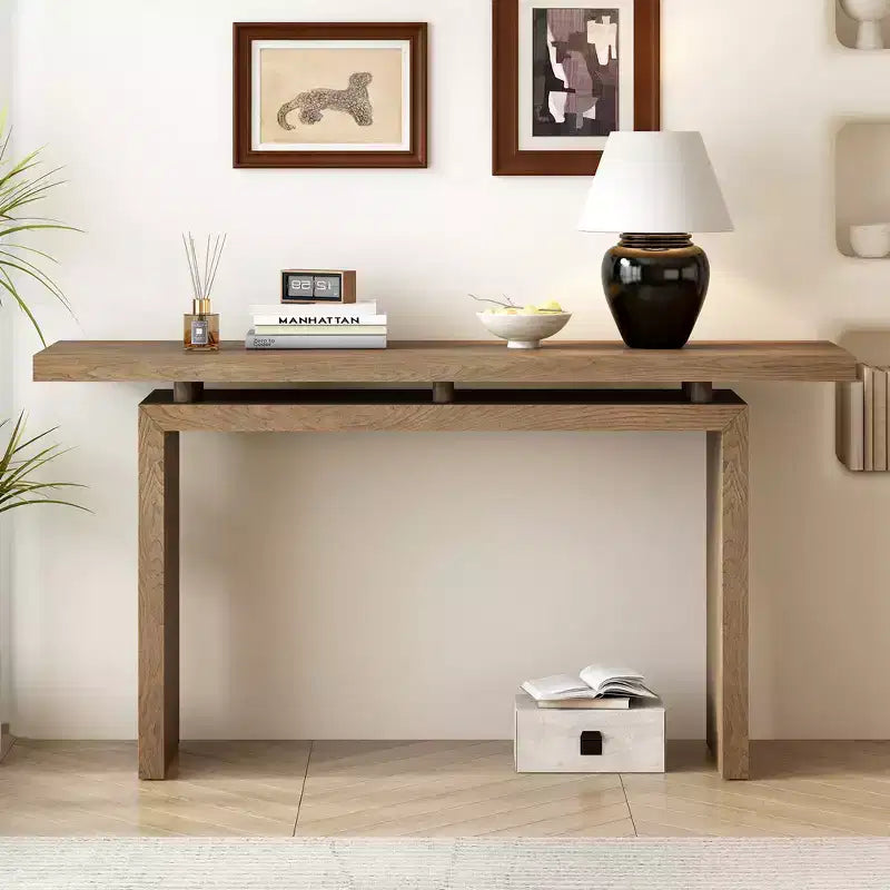 Ash Veneer Console Table, Modern Simple Style, Featuring Clever Tabletop Design, Suitable for Entryway, Hallway, Living Room, Foyer