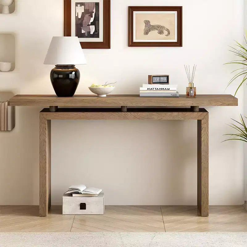 Ash Veneer Console Table, Modern Simple Style, Featuring Clever Tabletop Design, Suitable for Entryway, Hallway, Living Room, Foyer