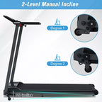 Tapis Roulant Pieghevole Whisen, 2.5HP, 0.5-7.5MPH, Capacità 265LBS, Inclinazione