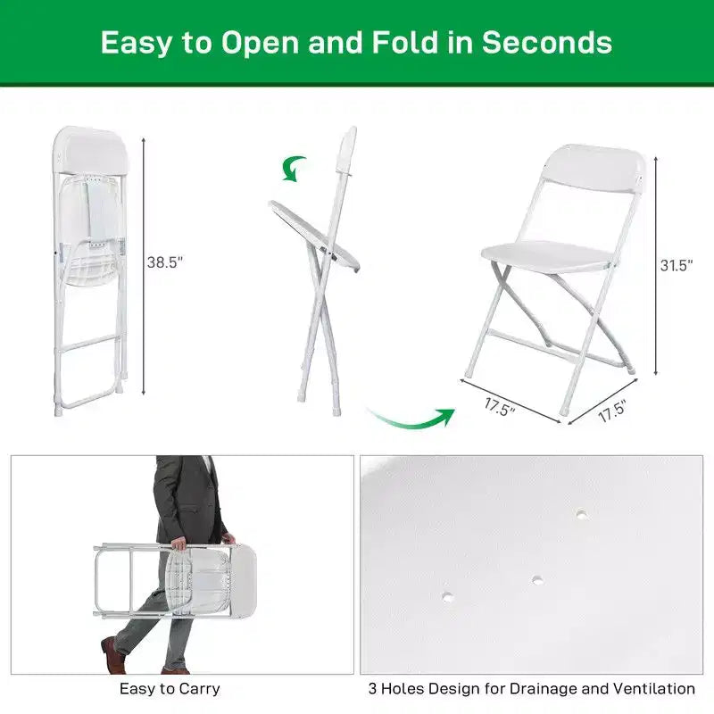 Karl Home | White Plastic Folding Chair (Set of 6)