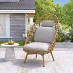 Christopher Knight Home Casey Sedia Girevole da Salotto per Esterni in Rattan e Metallo con Schienale Alto e Cuscino