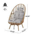 Christopher Knight Home Casey Sedia Girevole da Salotto per Esterni in Rattan e Metallo con Schienale Alto e Cuscino