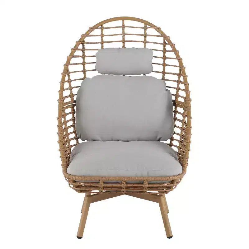 Christopher Knight Home Casey Sedia Girevole da Salotto per Esterni in Rattan e Metallo con Schienale Alto e Cuscino