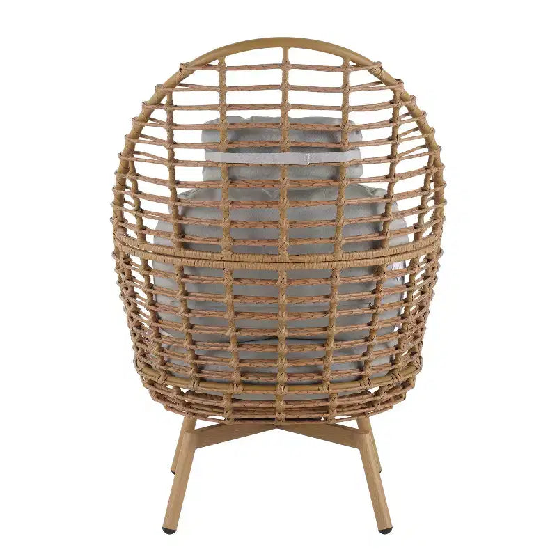 Christopher Knight Home Casey Sedia Girevole da Salotto per Esterni in Rattan e Metallo con Schienale Alto e Cuscino