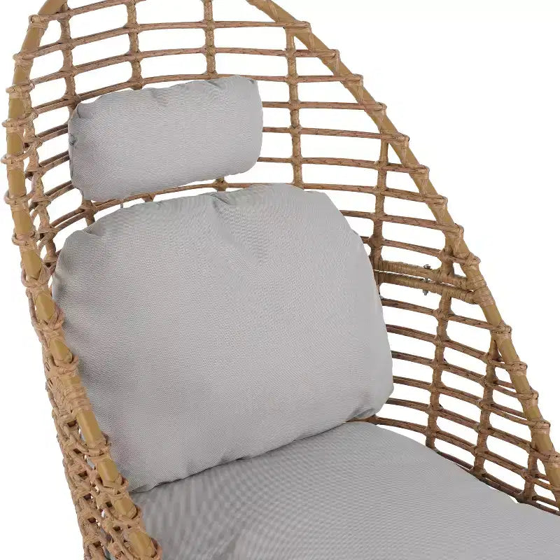 Christopher Knight Home Casey Sedia Girevole da Salotto per Esterni in Rattan e Metallo con Schienale Alto e Cuscino
