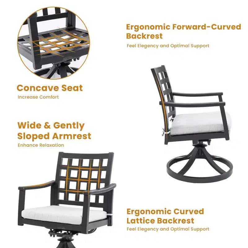 Christopher Knight Home Beau Outdoor Lattice Backrest Aluminum Swivel Rockers Chair with Removable Sunbrella Fabric Cushion(Set of 2)