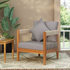 Christopher Knight Home Clifton Patio Rustic Acacia and Rope Upholstered Club Chair with Curved Back