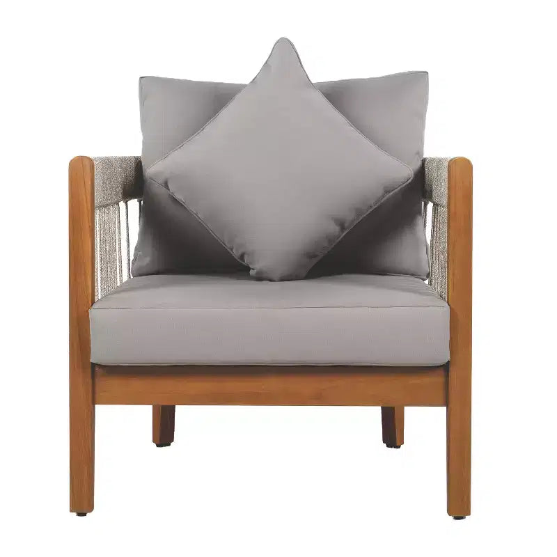 Christopher Knight Home Clifton Patio Rustic Acacia and Rope Upholstered Club Chair with Curved Back